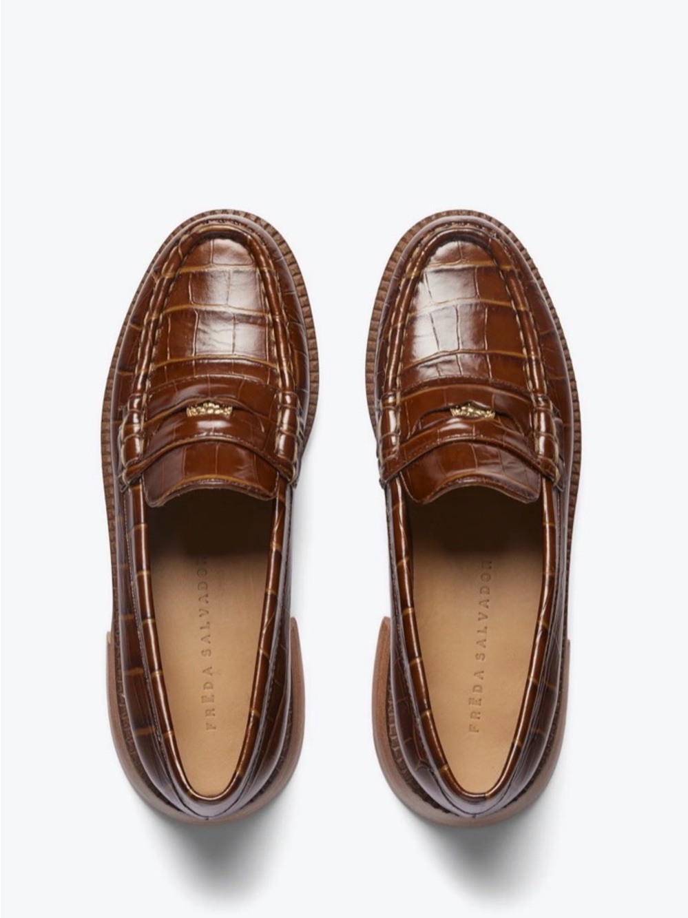 Freda Salvador Elba Loafer - hickory emboss croc